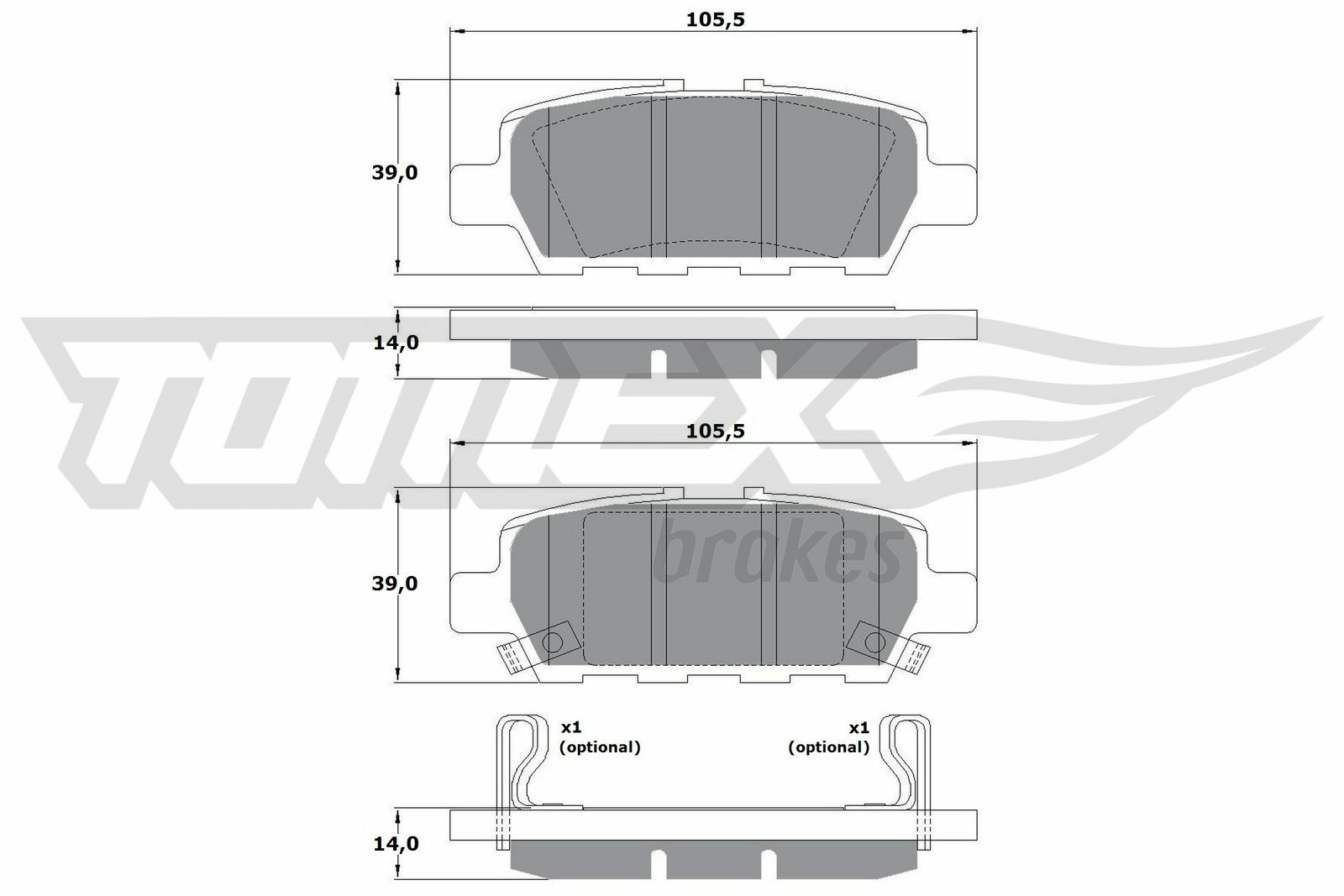 Sada brzdových destiček, kotoučová brzda TOMEX Brakes